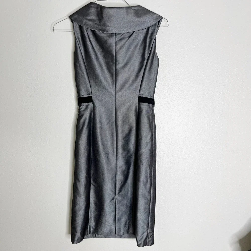Antonio Melani Gray Fold Over Neck  Black Trim Waist Lined  Side Zip Sz O - Picture 2 of 11